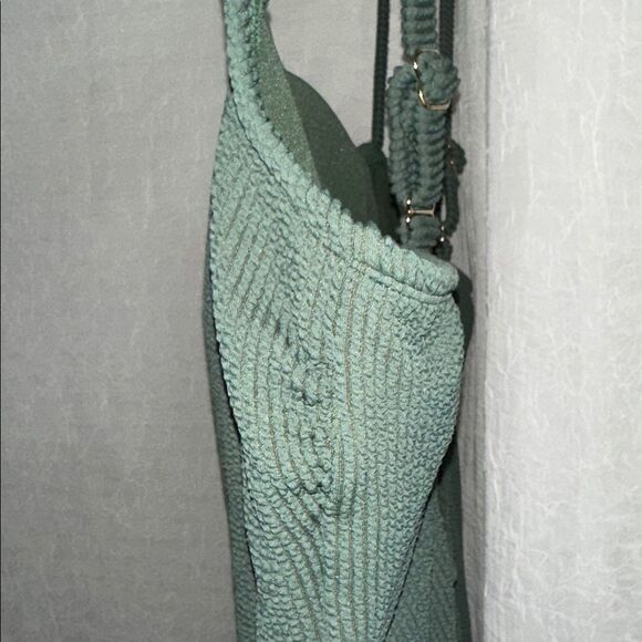 Kona Sol 17 Hunter Green Ribbed Stretch Square Neck One piece Swimsuit - Picture 5 of 12